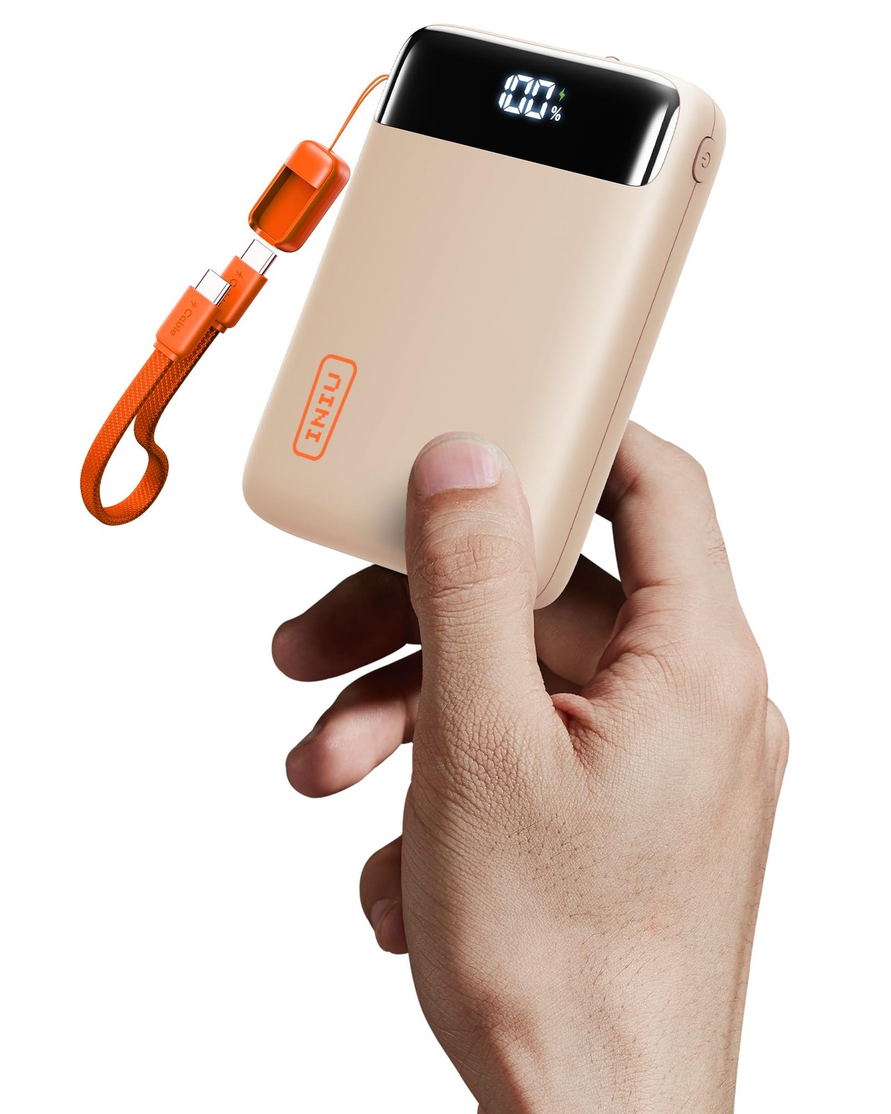 INIU Smallest 20000mAh Power Bank, 22.5W PD Fast Charging Mini Size, Beige