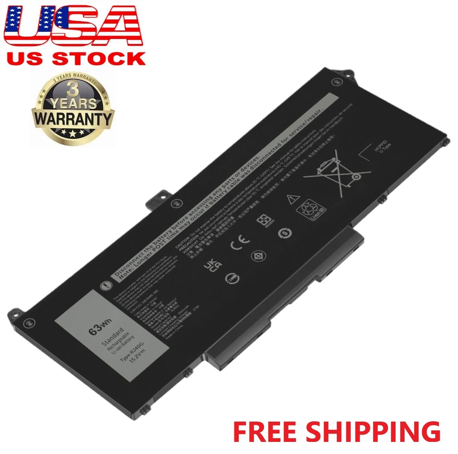 NEW For Dell Latitude 5420 5520 Precision 3560 63Wh 4Cell Battery RJ40G M033W US