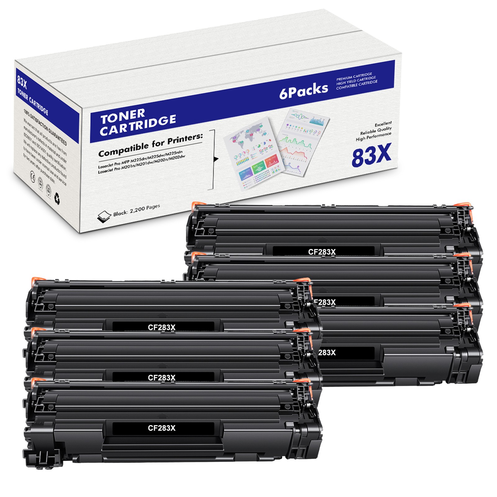 6PK CF283X For HP  83X Toner Cartridge LaserJet Pro MFP M225dw M225rdn