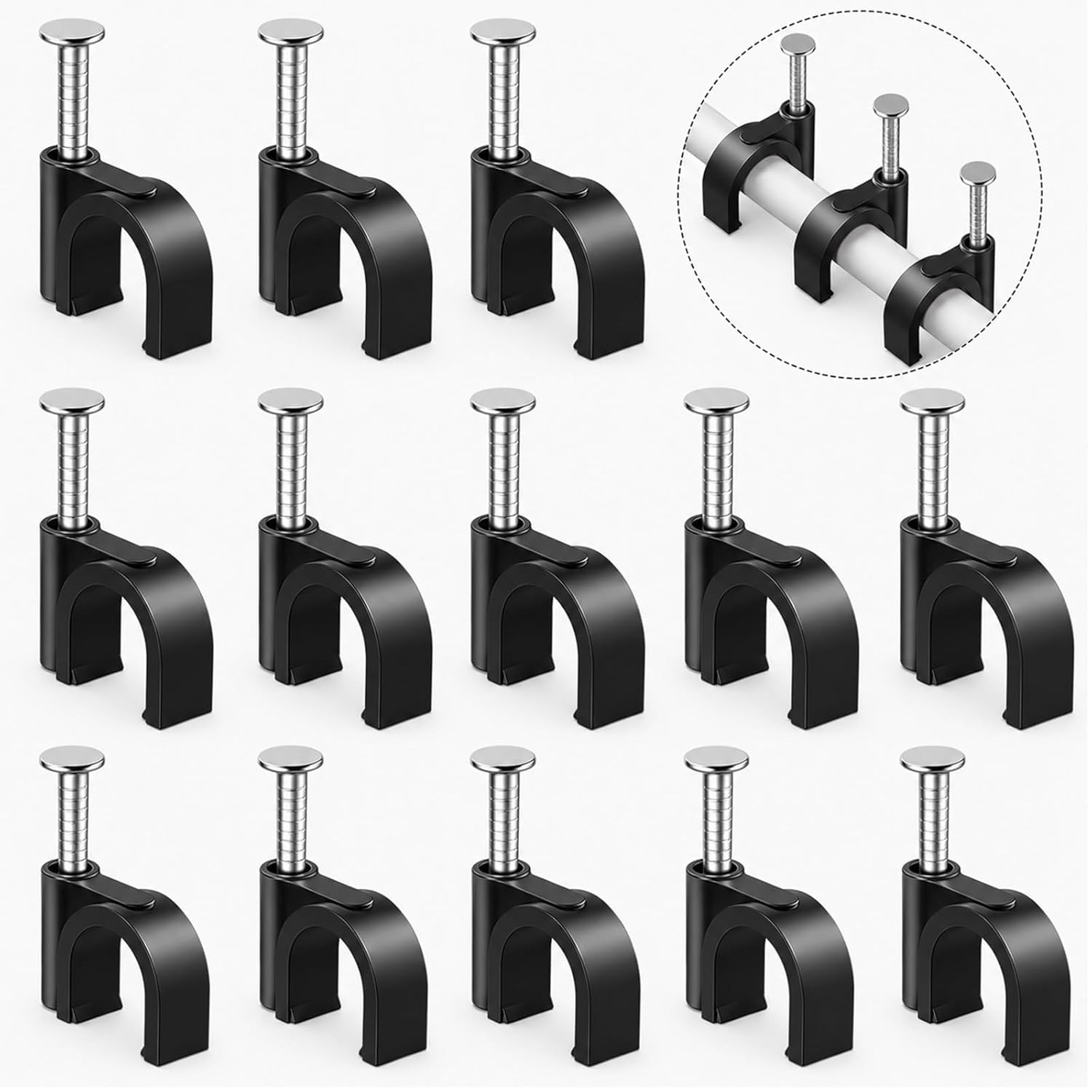 Plastic Cable Clamps Nail in Cable Clips 100 Pcs 10Mm Cable Wire Clips