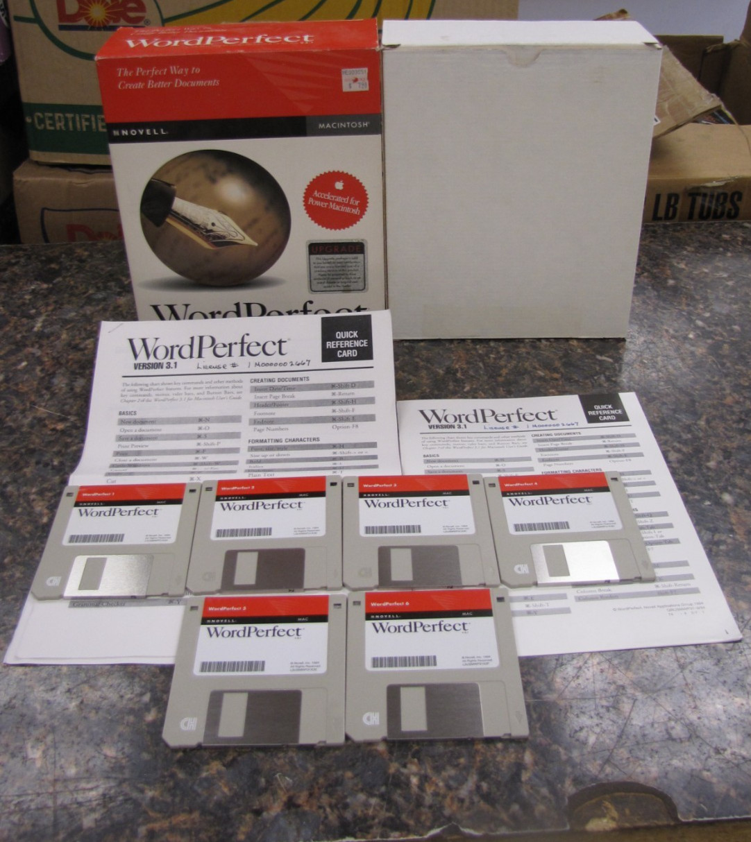 Novell Word Perfect Office Processor V 3.1 -For Macintosh- 5x 3.5" Disks -HN4