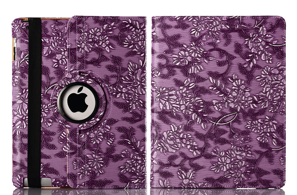 360 Folio Leather Embossed Leaf Case Cover Stand For Mini 2, iPad 2 3 4, Air 1 2