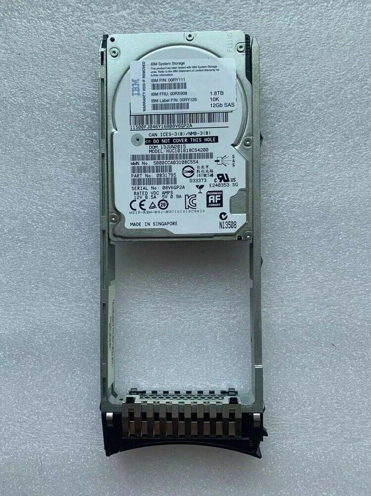 NEW IBM 00RY125 00RY111 00RX908 1.8TB 10K 12G 2.5" SAS V7000 Gen2 HARD DRIVE HDD