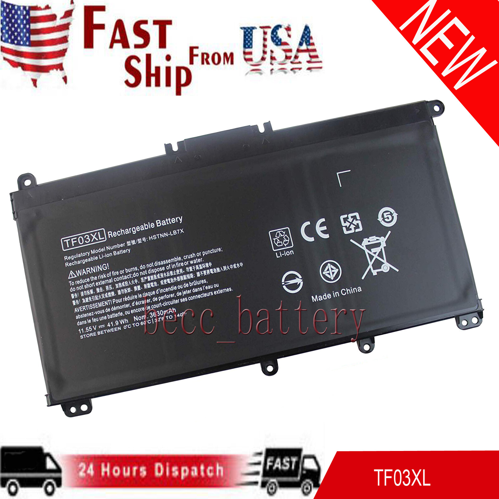 TF03XL Battery compatible with HP Pavilion TPN-Q190 TPN-Q191 TPN-Q192 TPN-Q196