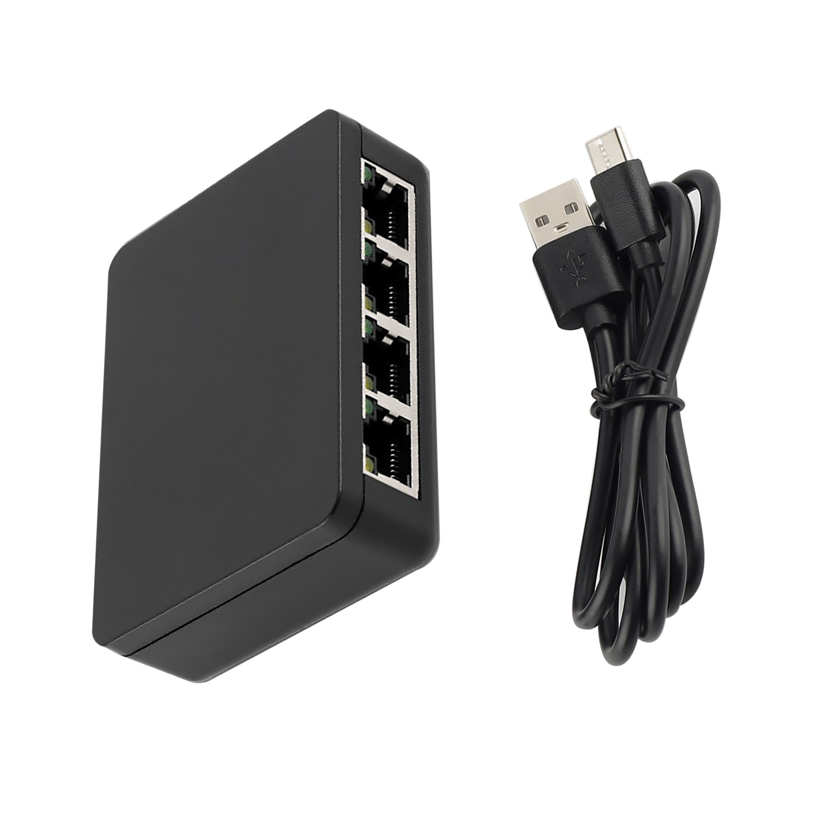 New 1 TO 4 Ways 1000Mbps Black RJ45 LAN Network Splitter Adapter Accessories