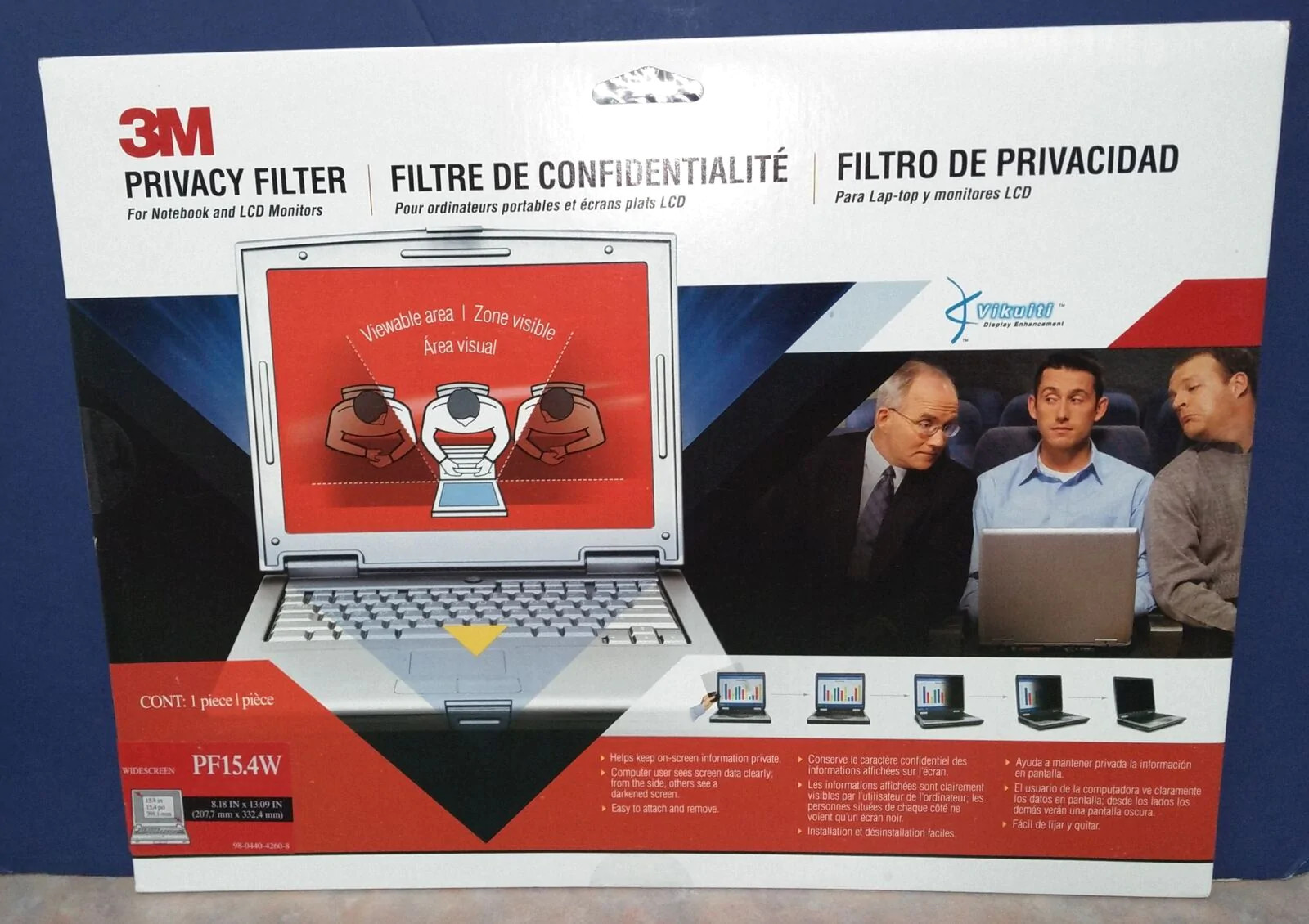 3M PF15.4W Widescreen Black Laptop Notebook LCD Monitor Privacy Filter Brand New