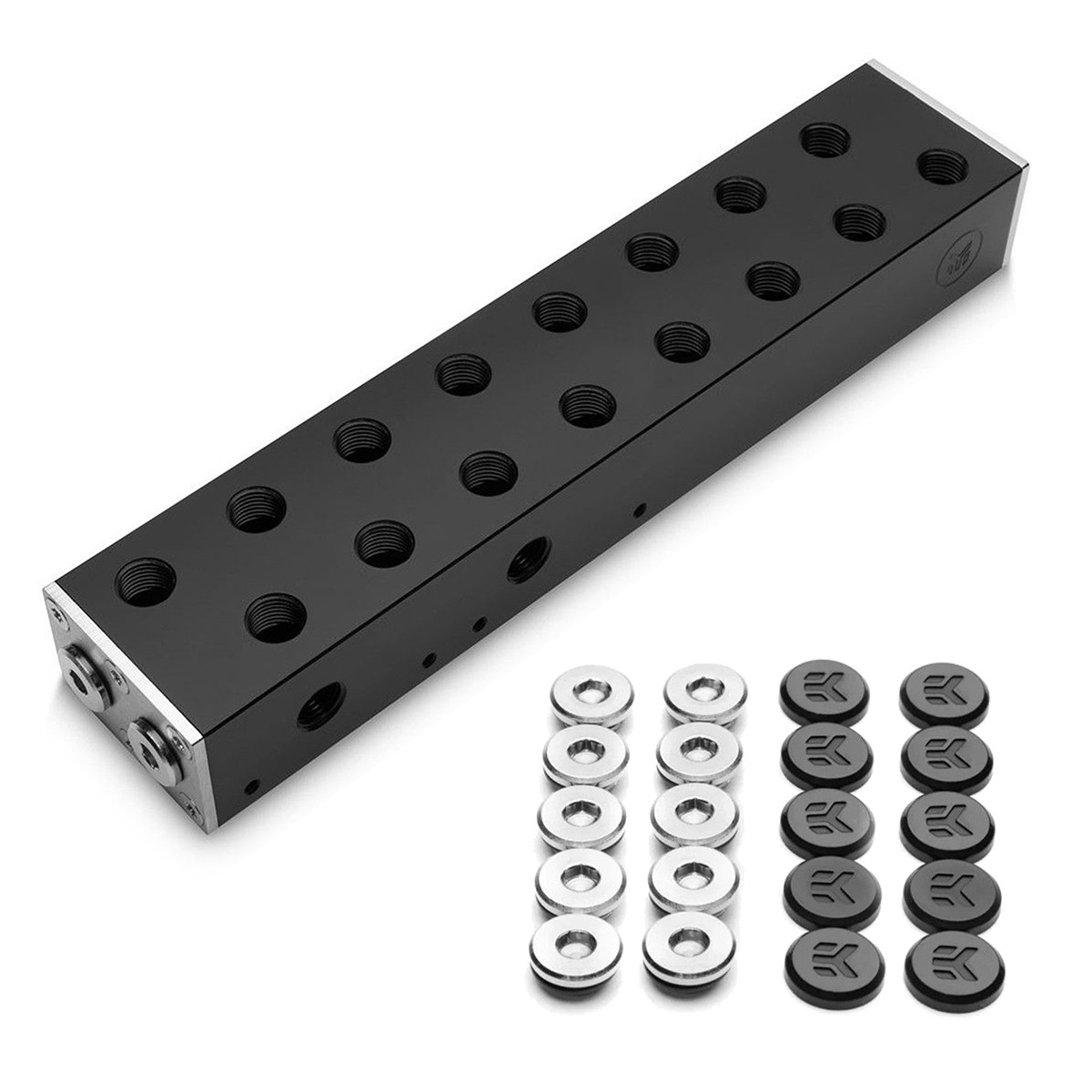 EKWB EK-Pro Manifold 2 CPU 6 GPU and Quantum Torque Plug w/Cover (10pk) Bundle