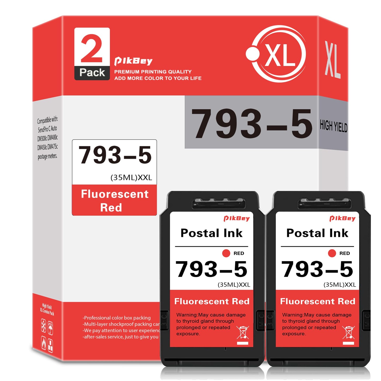 2-Pack SL-793-5 Ink Cartridge for Pitney Bowes 793-5 Red Ink Cartridge for DM...