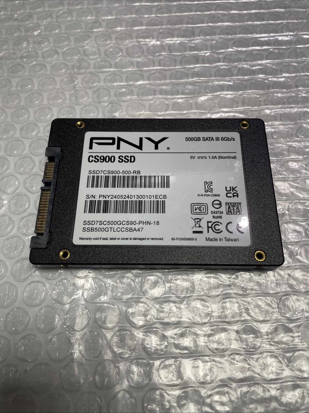 PNY 2.5" CS900 500GB SATA III 6Gbps SSD SSD7CS900-500-RB Lightly Used