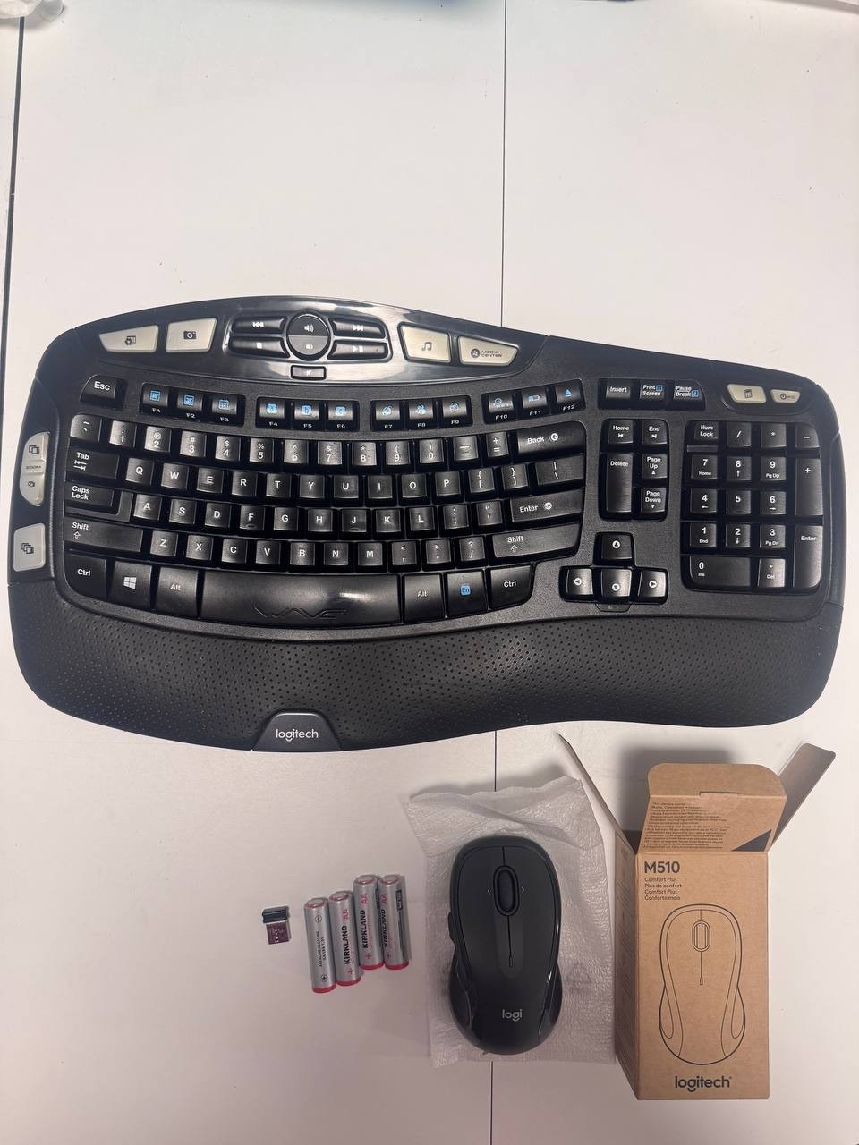Logitech K350 Ergonomic Keyboard + NEW M510 Mouse USB Receiver Batteries Tested