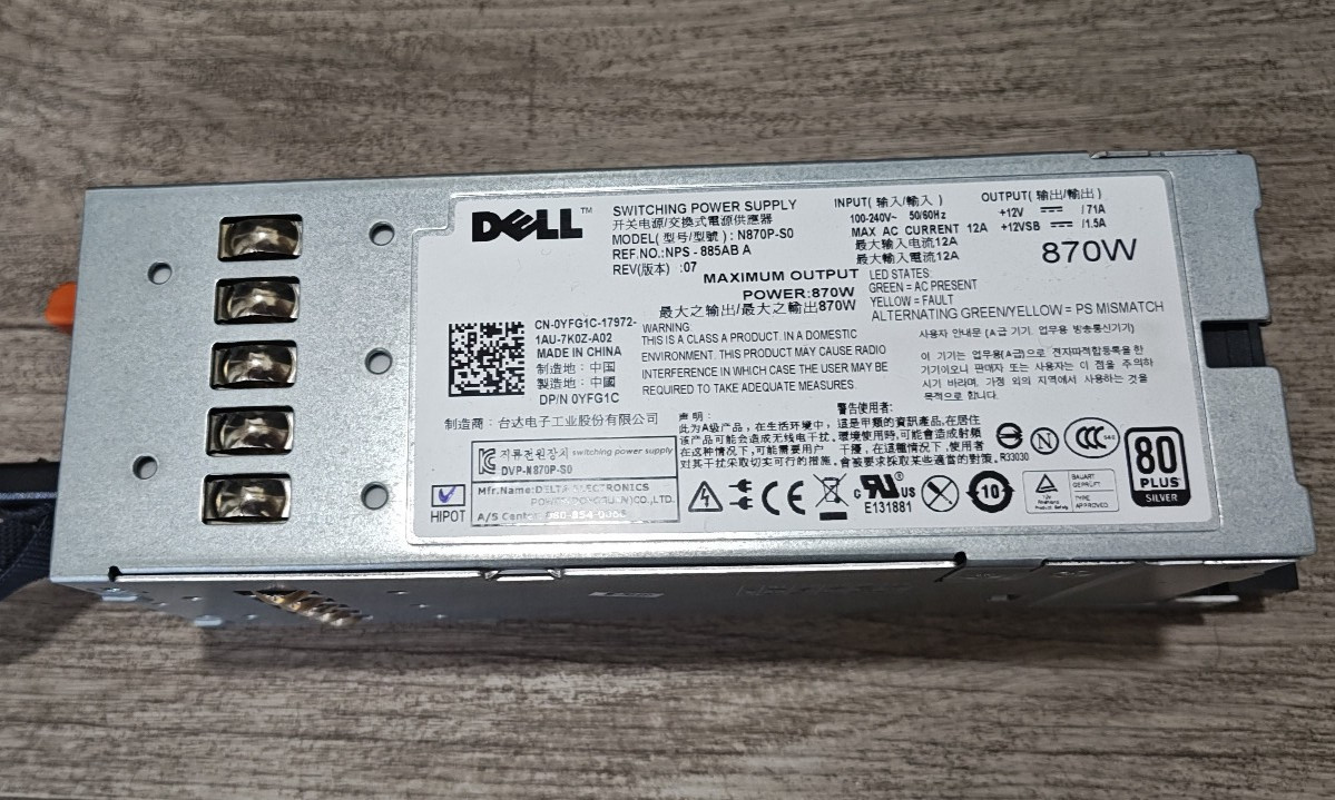 Dell N870P-S0 870W Hot-Swap Server Power Supply – NPS-885AB A
