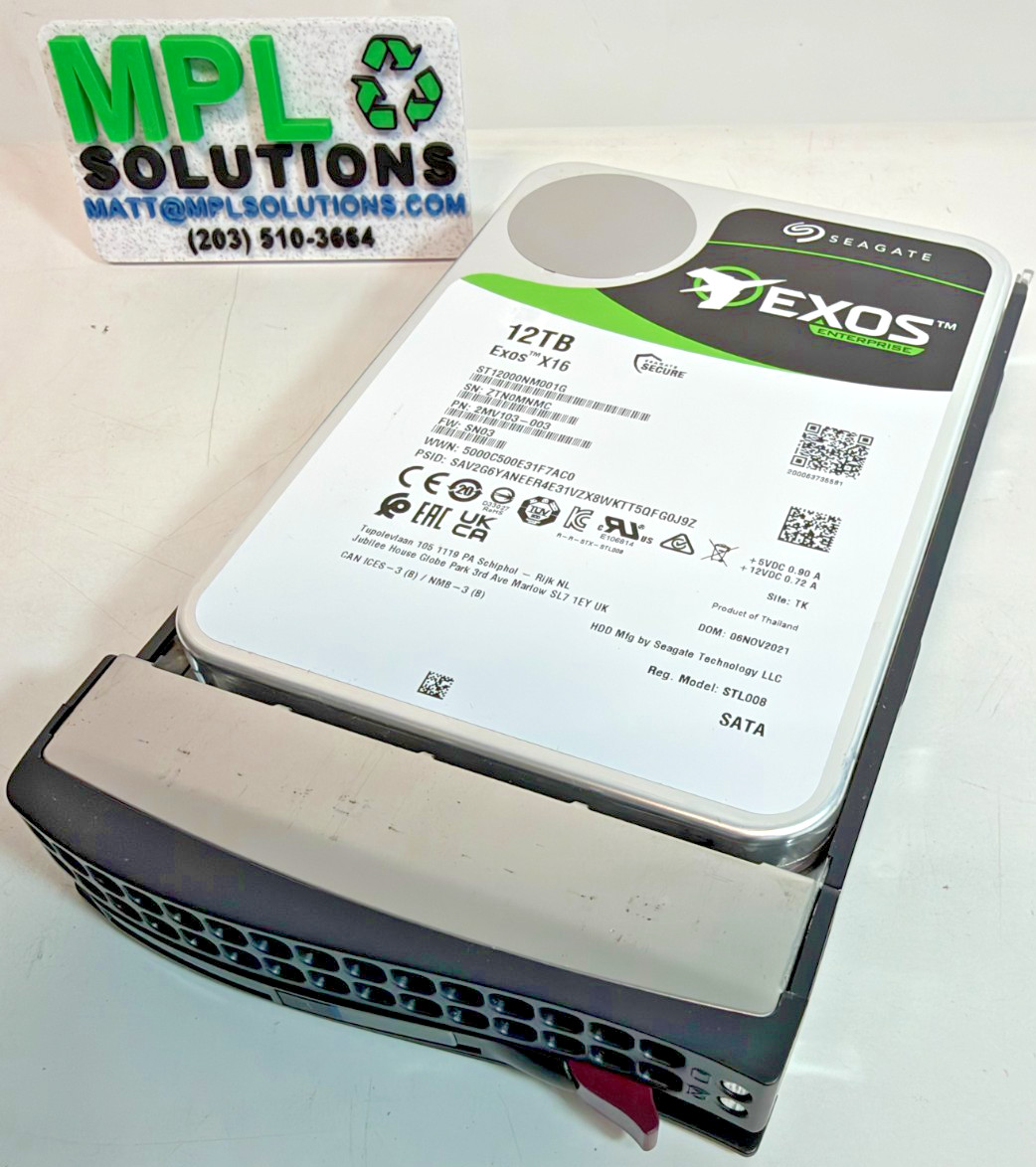 Seagate EXOS X16 12TB 7200 RPM SATA Enterprise HDD  ST12000NM001G w/ CADDY