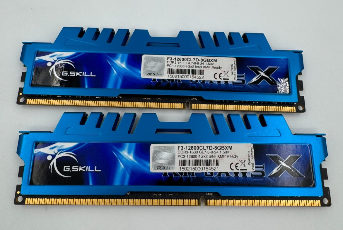 G.SKILL Ripjaws X 8GB 2x4GB DDR3-1600 CL7 RAM F3-12800CL7D-8GBXM XMP