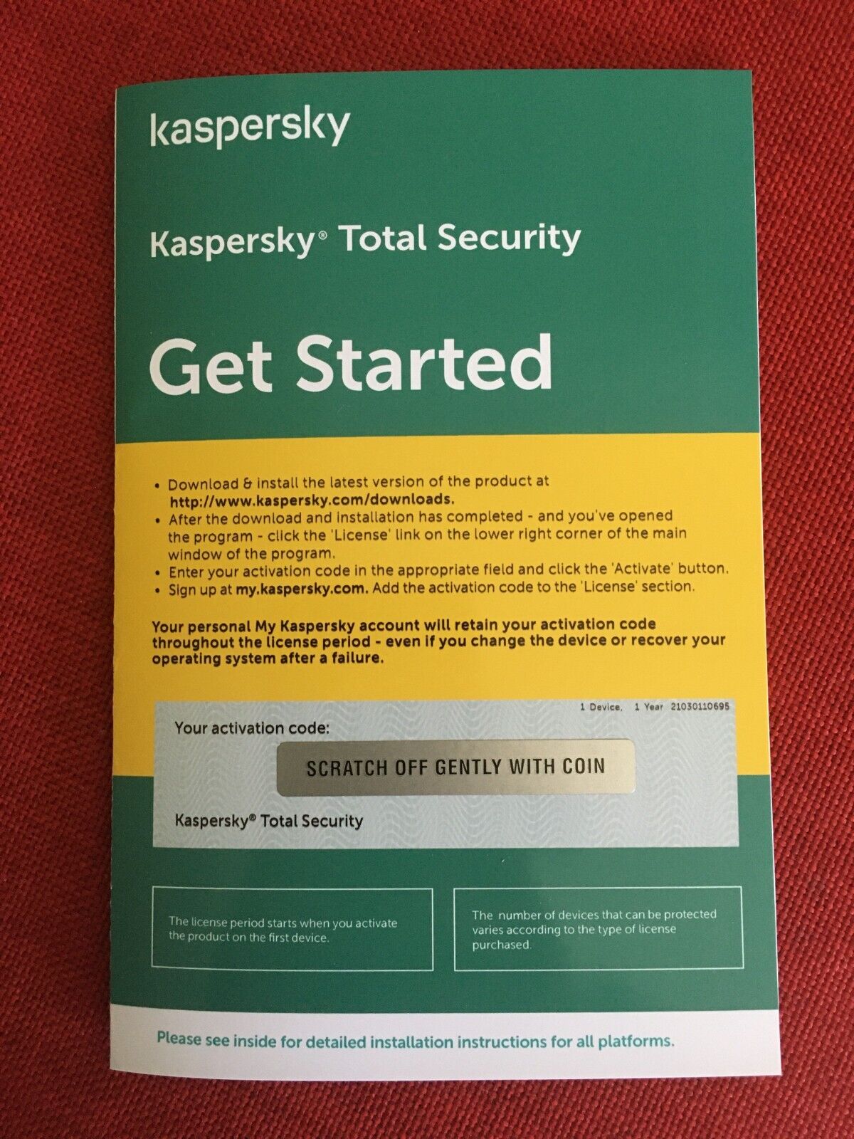 Kaspersky Total Security 2024, 1 Device, PC Mac Android (Exp: 3/17/25) Key Card