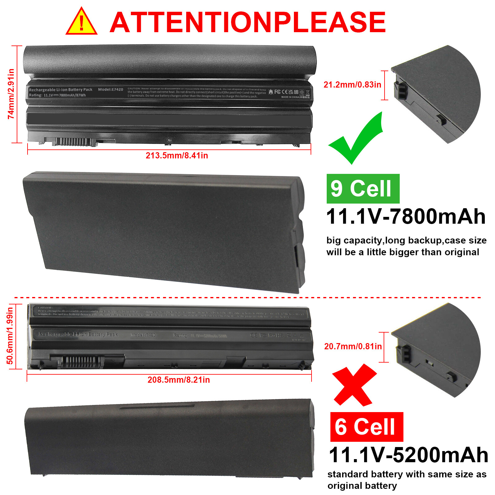 6/9 Cell Battery for Dell Latitude E5420 E5430 E5520 E5530 E6420 E6430 NHXVW Lot