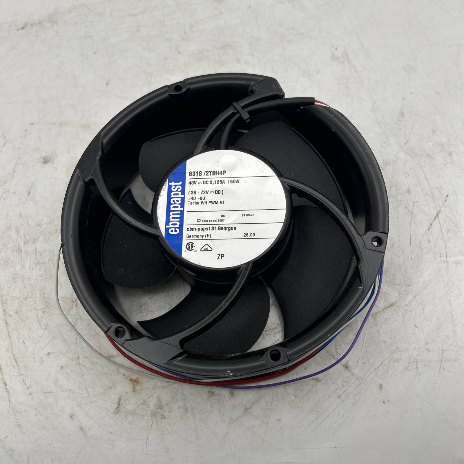 6318/2TDH4P 6318 2TDH4P EBM-PAPST 48V DC Circular Axial Fan See Pics