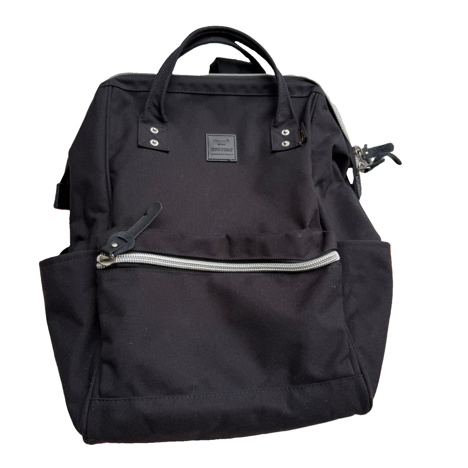 Himawari Japanese-Inspired Backpack Bookbag w/ Padded Laptop Pocket Black Canvas