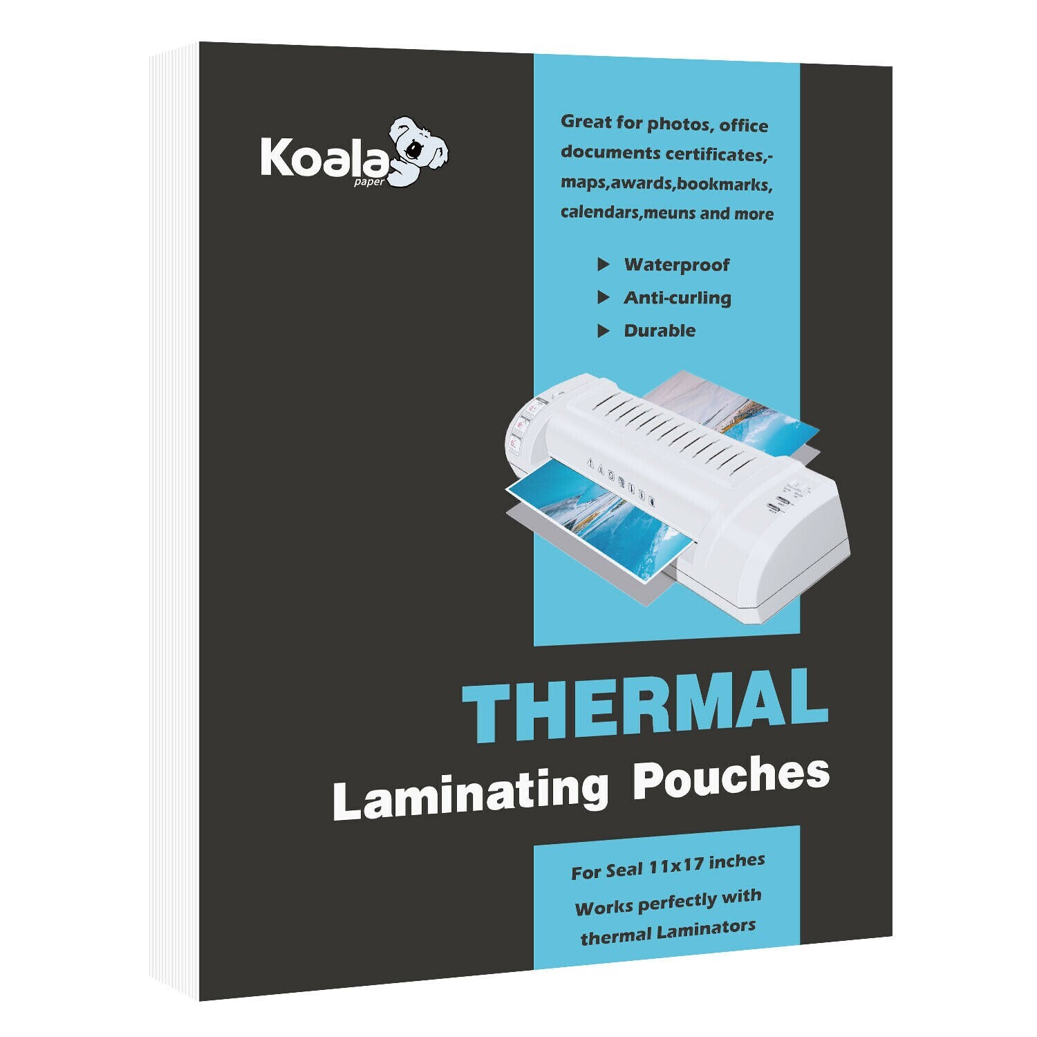 Bulk 1000 PK Koala Thermal Laminating Pouches 5Mil 11.5x17.5 Large A3 Clear
