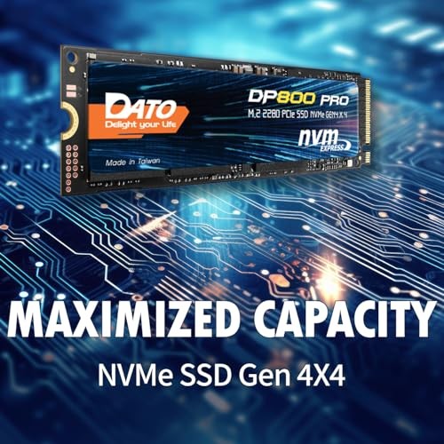 DATO M.2 2280 SSD 512GB II PCIe Gen4 x4 NVMe SSD Internal SSD, DP800 Pro - Black