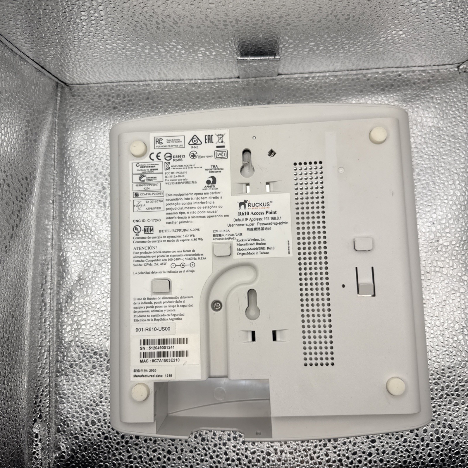 Ruckus R610 901-R610-US00 Unleashed WiFi Access Point 802.11ac Wave 2 Tested