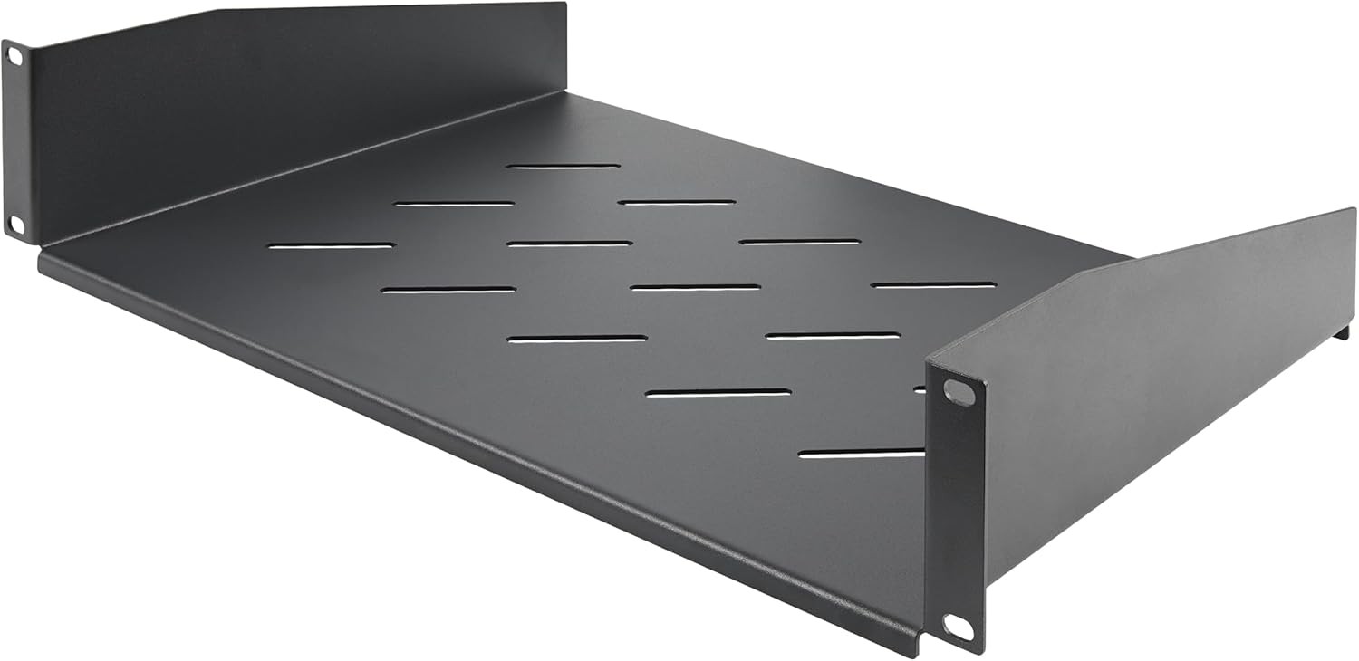 StarTech.com 2U Rack Shelf, 12" Mounting Depth, Vented 12 Black 