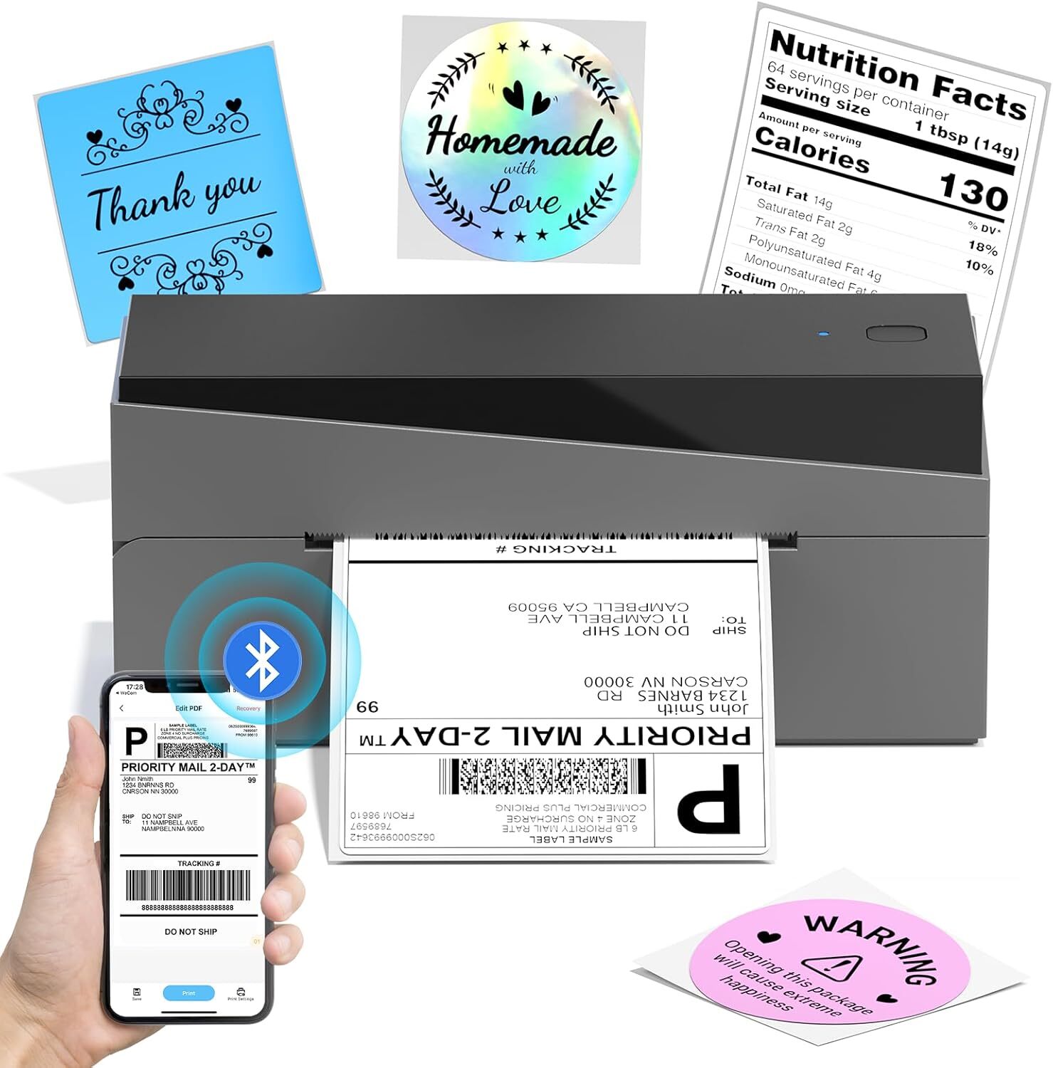 Bluetooth Thermal Label Printer 4x6 Printer or Shipping Label USPS FedEx UPS
