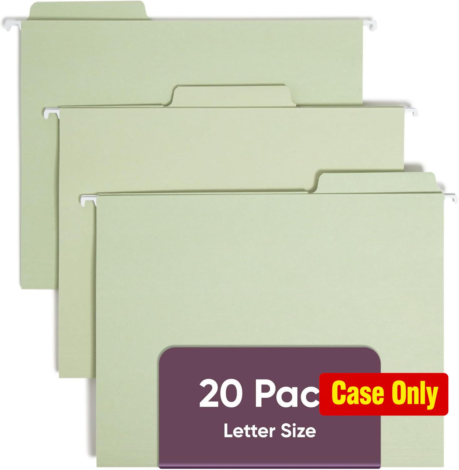 Case for Letter Size Hanging File Folder - 1/3-Cut Built-in Tab, 20 Count