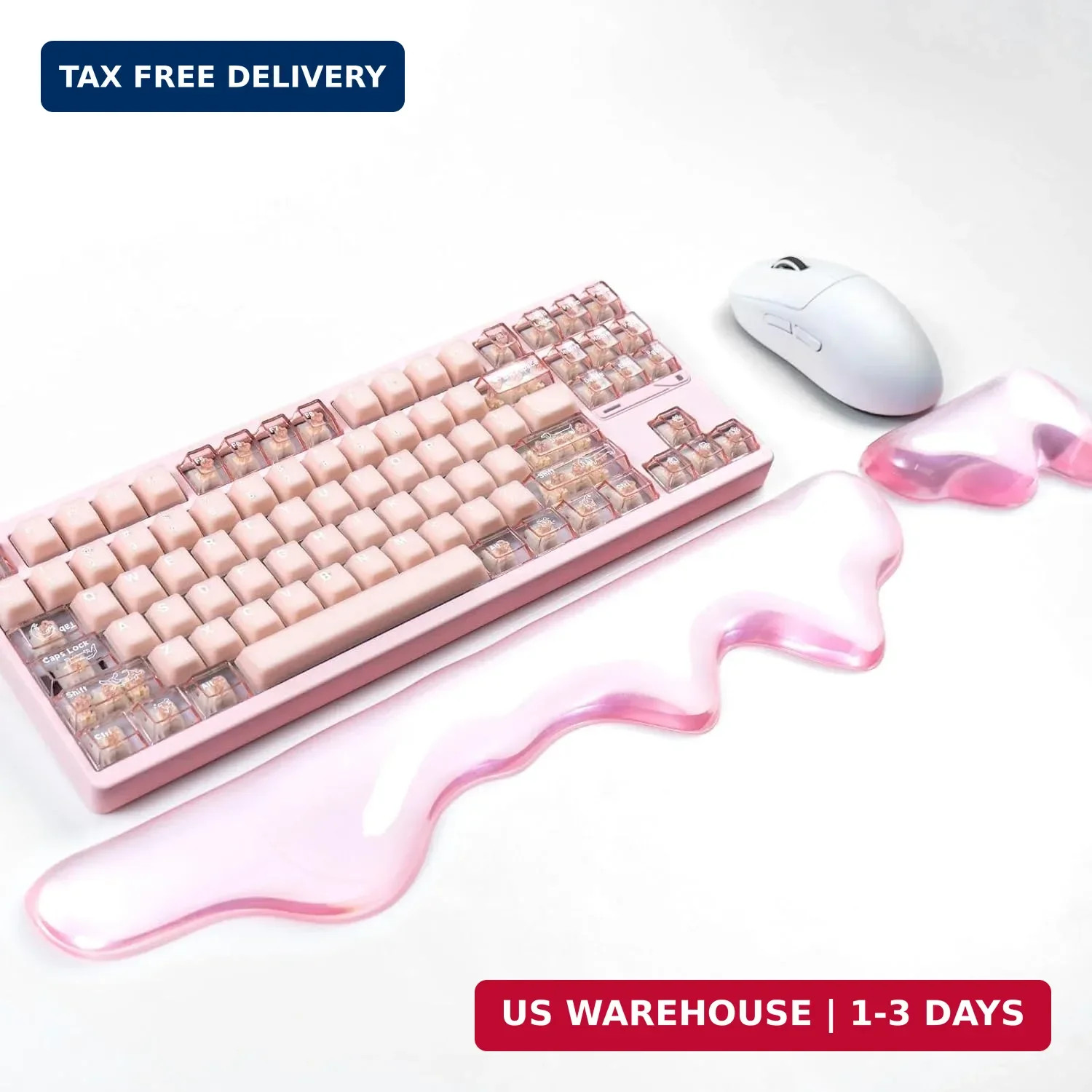 Ergonomic Gel Wrist Rest for Keyboard and Mouse, Pink Wrist Rest Set, Cute Wrist