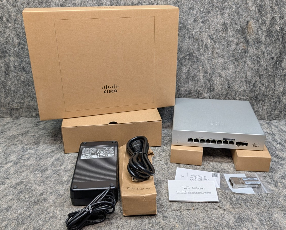 Cisco Meraki MS130-8X-HW Managed Switch 8-Port Gigabit PoE+ w/ 2 x SFP UNCLAIMED