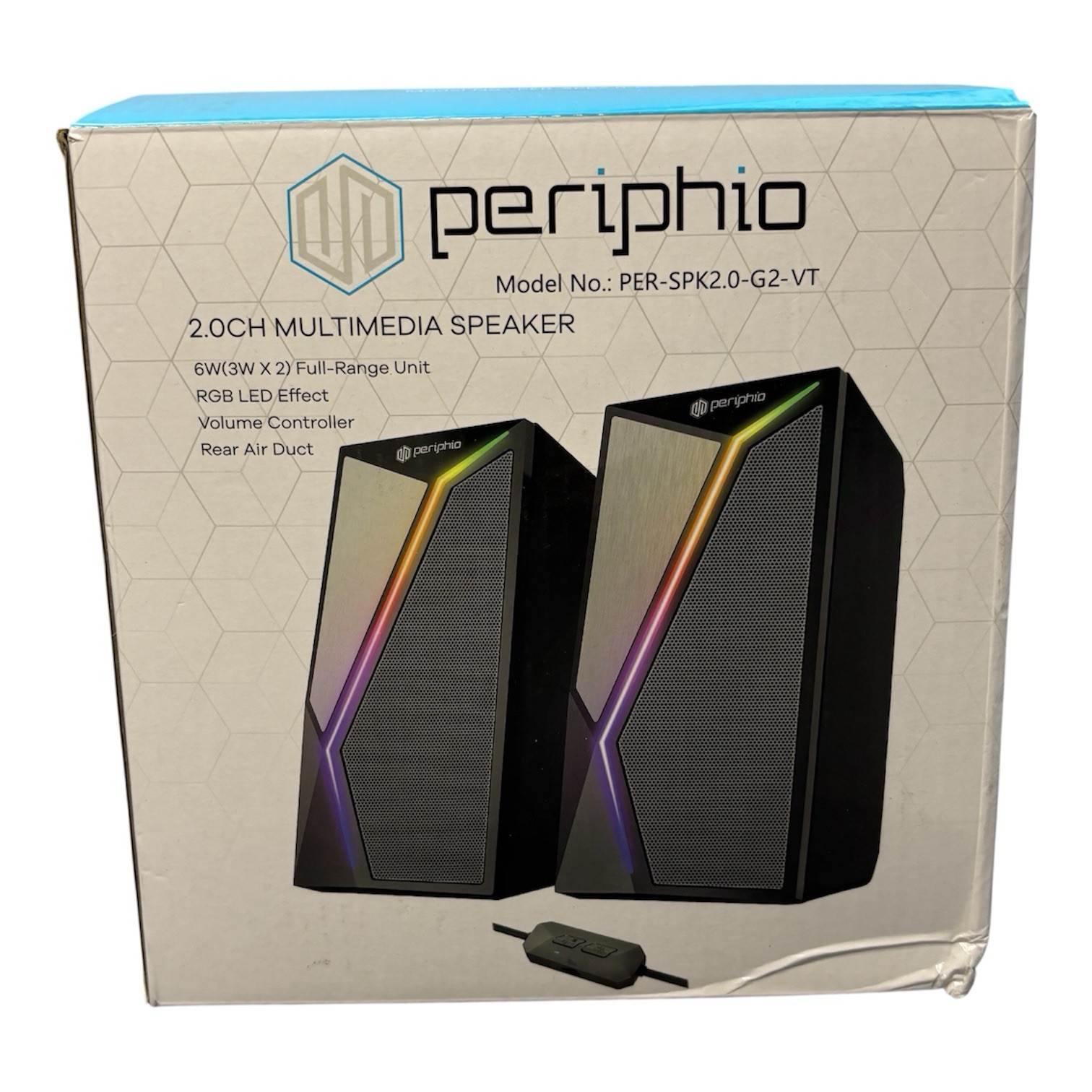 PERIPHIO 2.O CH Multimedia Speakers PC Laptop Phone Sound System RGB LED Effect