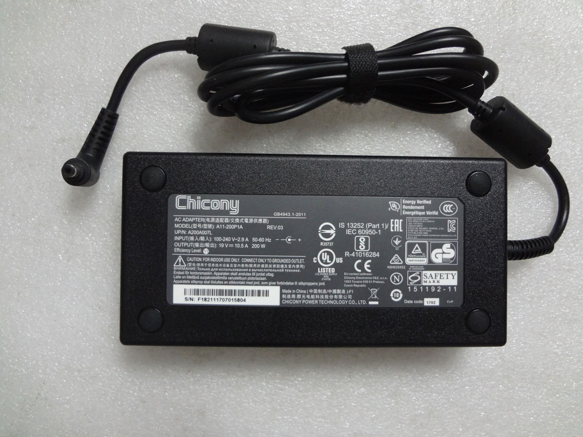 OEM Chicony 200W 19V 10.5A AC Adapter For Gigabyte AORUS  X5 V6 MD,X5 MD-KL4K3M