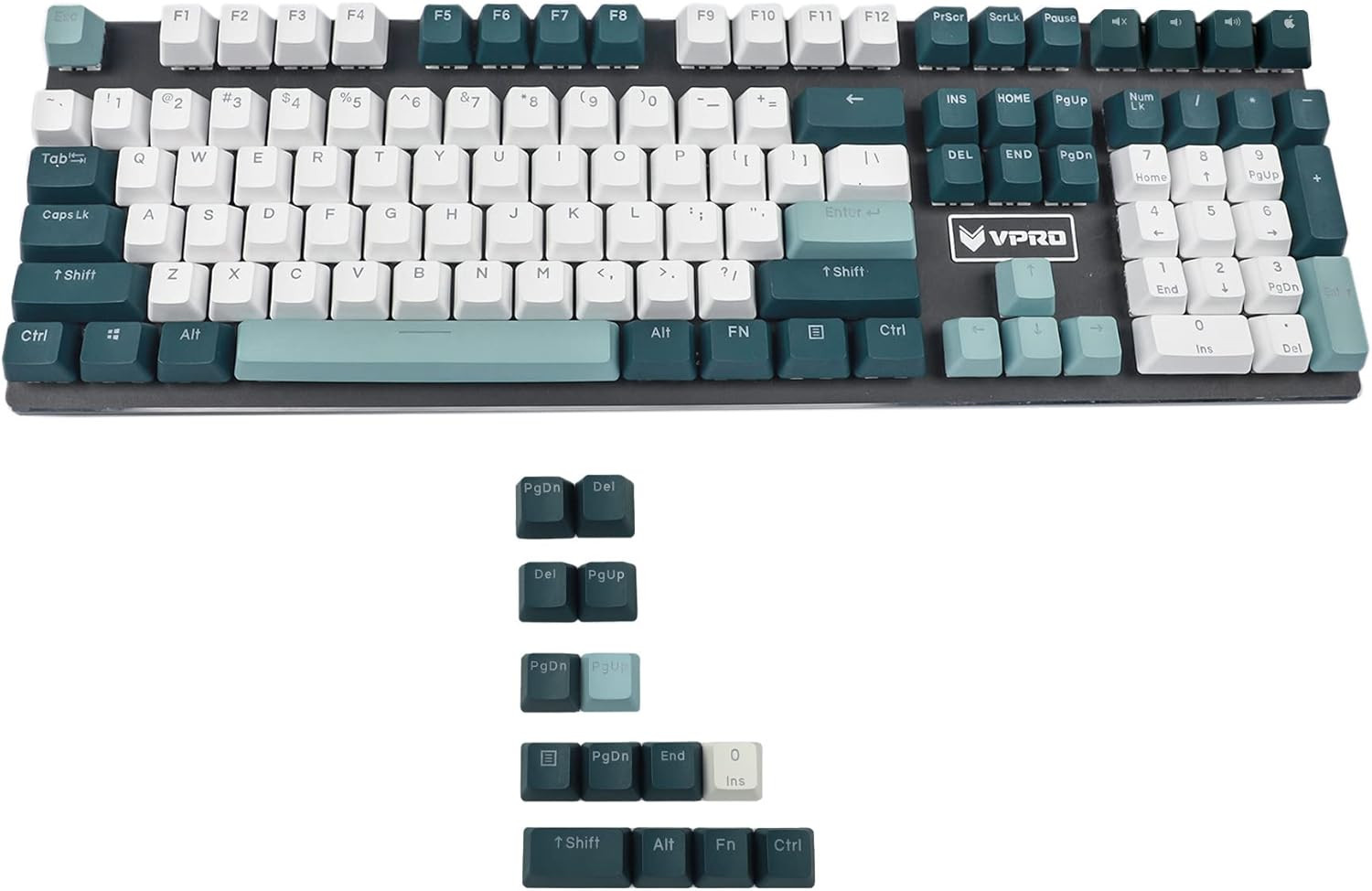 YMDK Double Shot 122 Dyed PBT Shine Through OEM Profile Keycap Rainbow Carbon Su