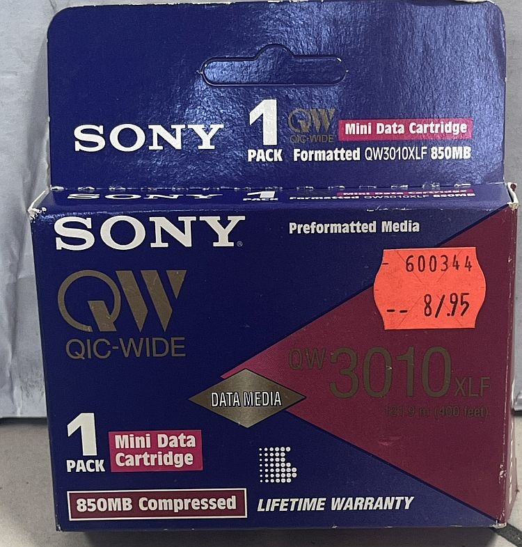 NOS Sony 425/850MB QW3010XLF QIC-WIDE Mini Data Tape Cartridge QIC 3010 Standard