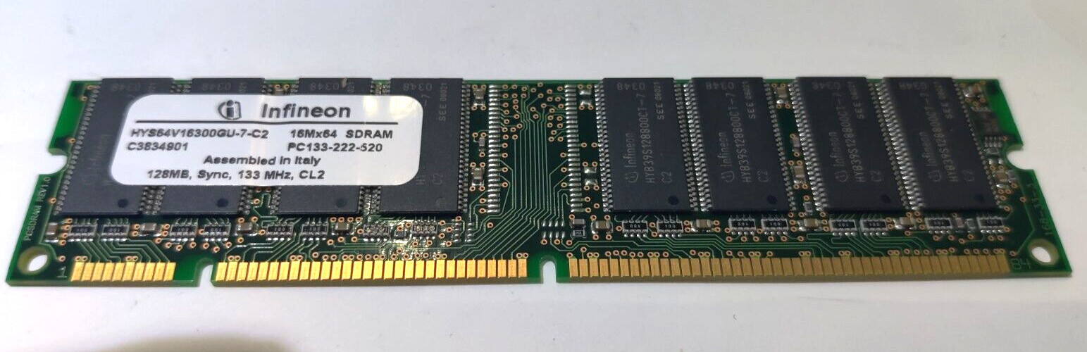 Infineon 128MB , PC-133U , SDRAM , 168 pin , Model # HYS64V16300GU-7-C2
