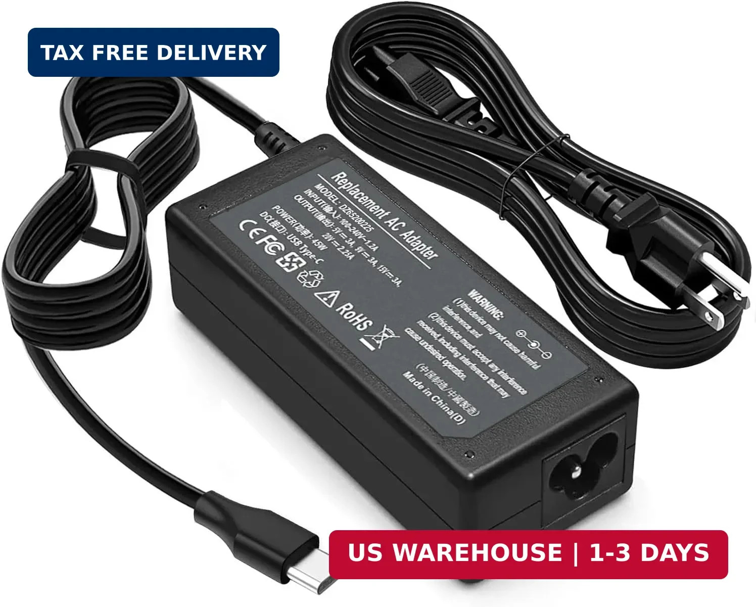 45 Watt USB C Chromebook Charger LA65NM190 lps,814838-002,ADLX65YDC2A | for Leno