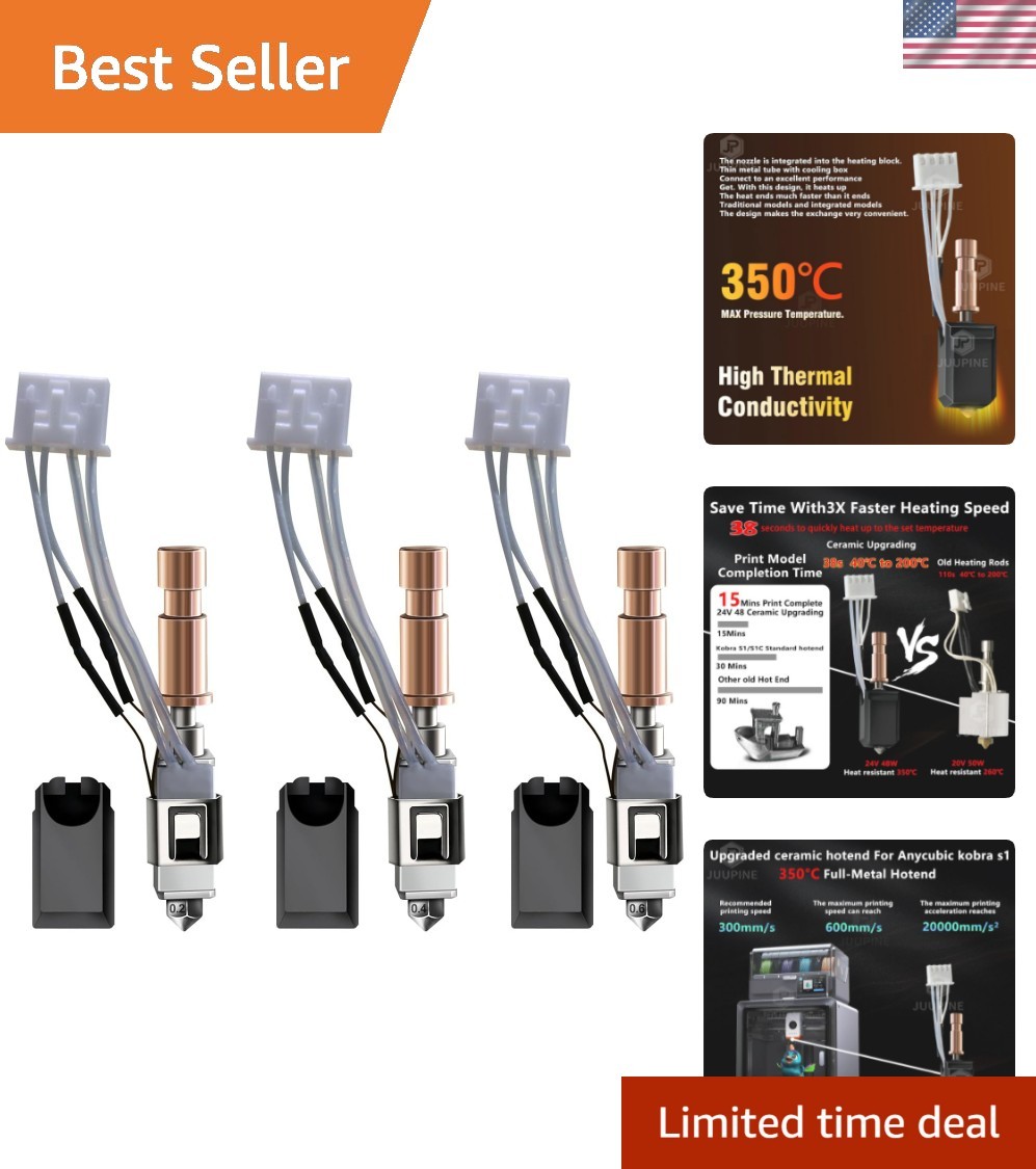 Upgraded 3 Pack Ceramic Hotends for Anycubic Kobra S1 - Fast Heating Precision