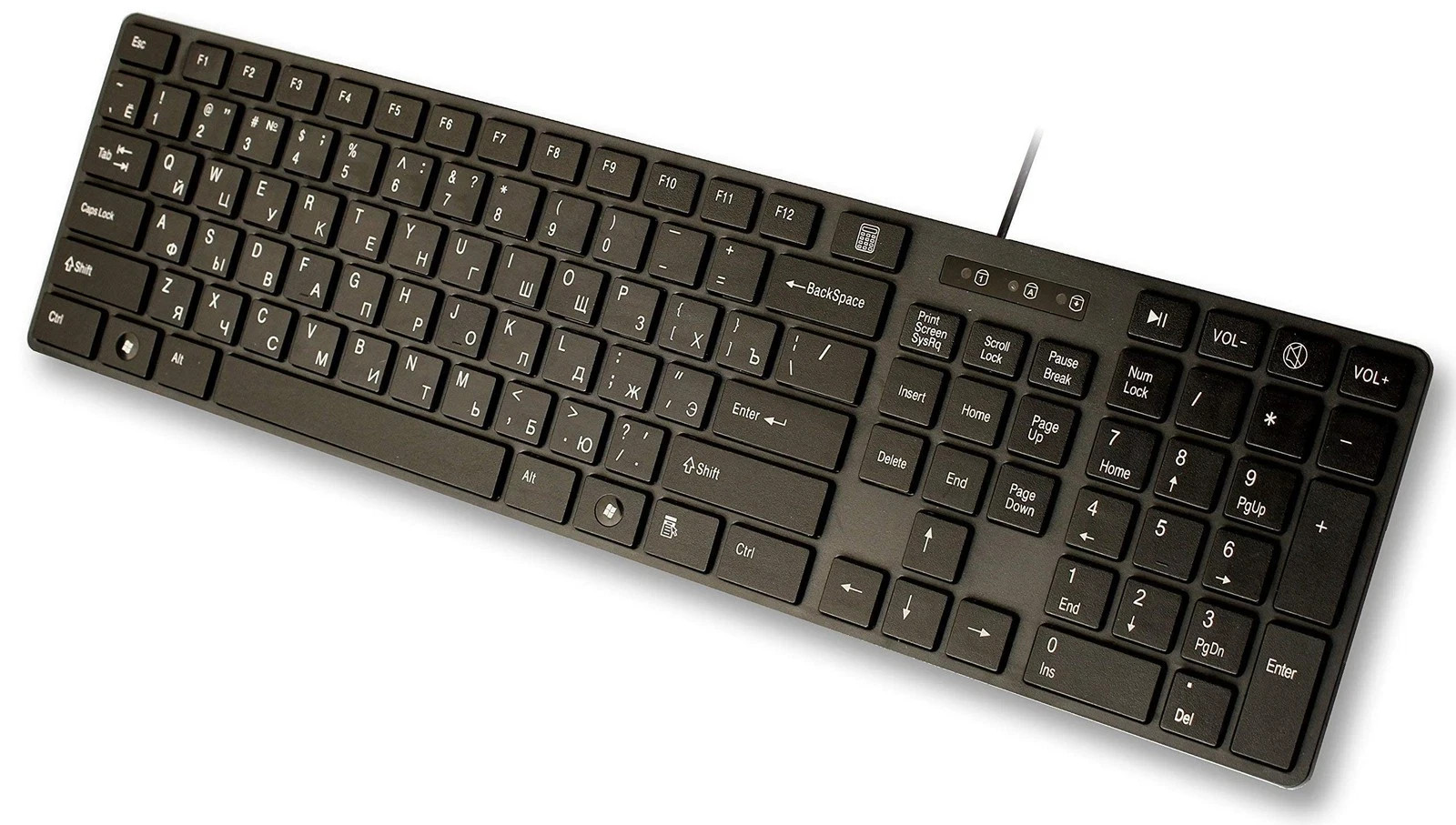 USB Keyboard Full Size Slim Design with Russian English Cyrillic Letters