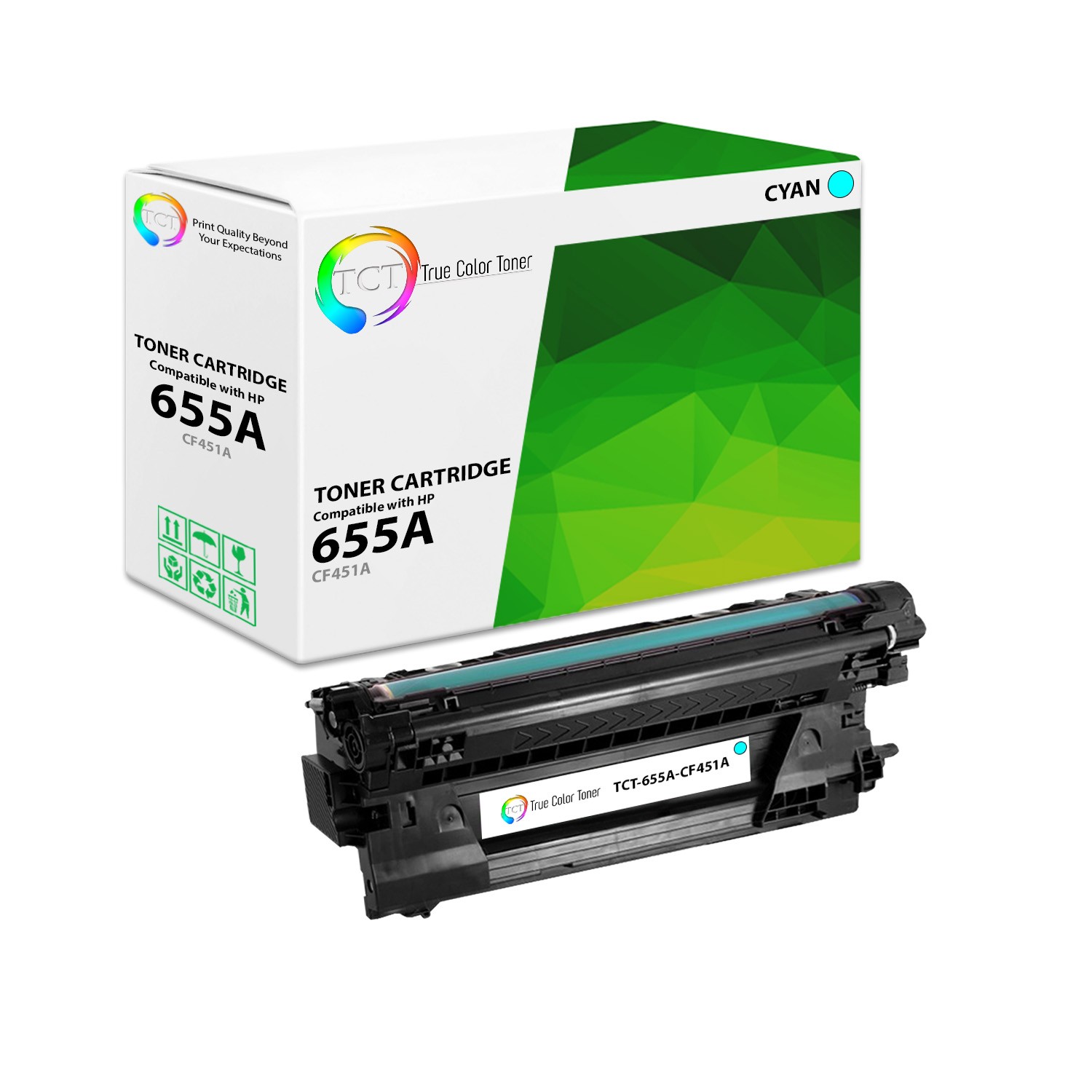 TCT Premium 655A For HP CF451A Cyan LaserJet M652 M653 M681 Compatible Toner