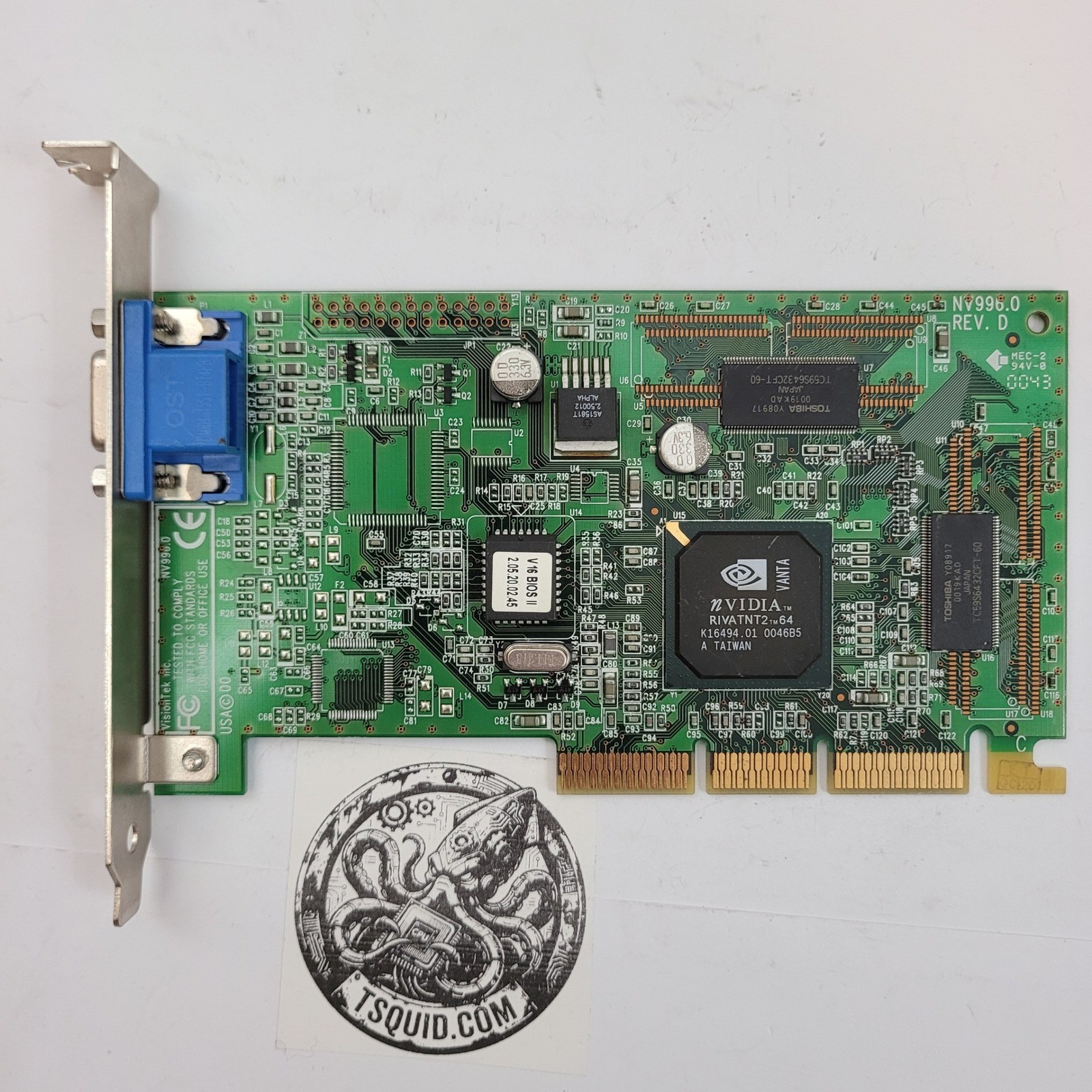 VisionTek NVIDIA RIVA TNT2 Vanta AGP Graphics Card 16MB VGA NV996.0 REV D