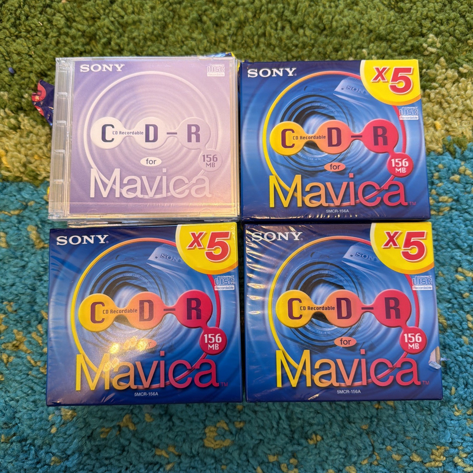 4-SONY 156MB RECORDABLE COMPACT DISC-5 PACKS-CD-R-MAVICA CAMERAS 5MCR-156A