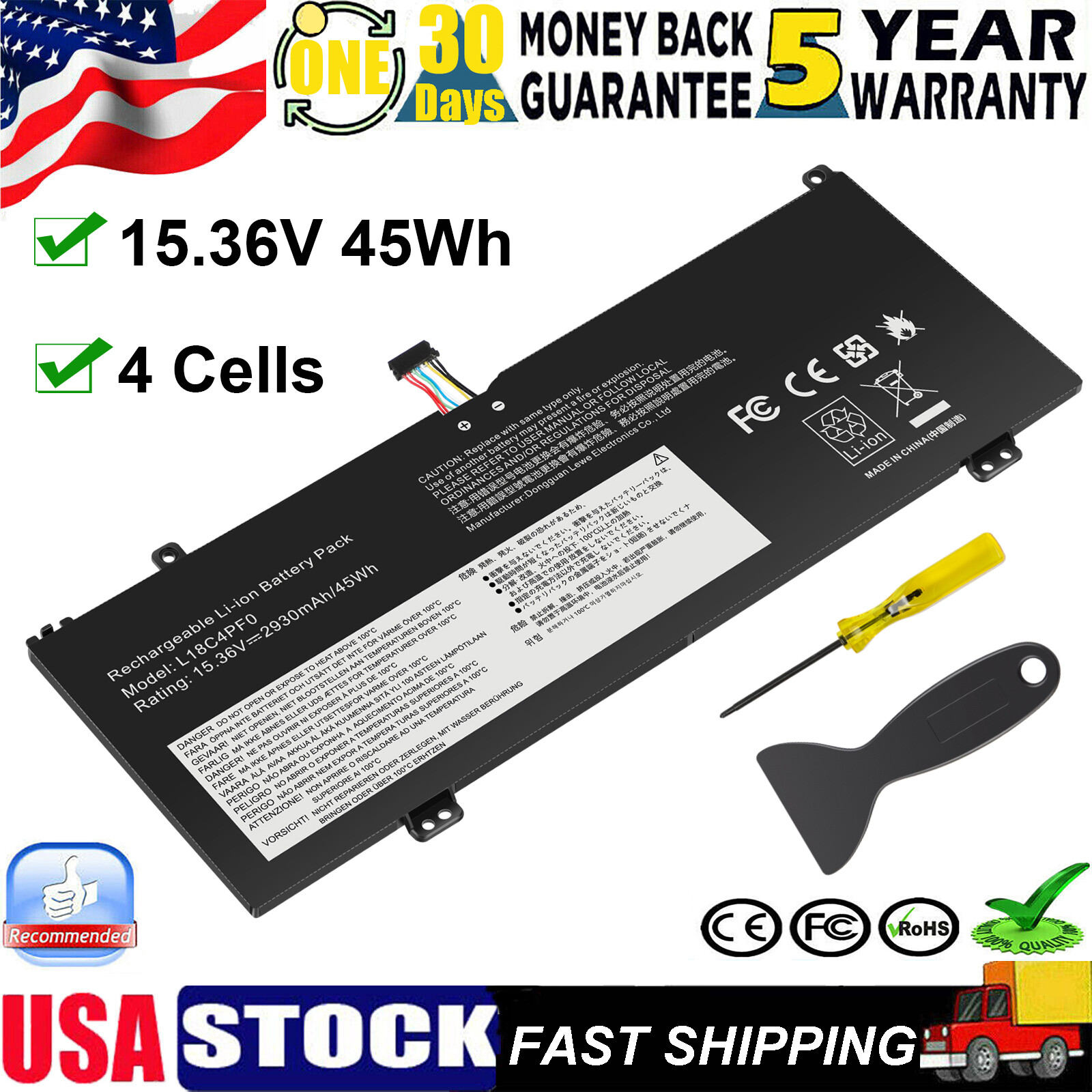 L18D4PF0 L18C4PF0 Battery for Lenovo ThinkBook 13S-IWL 14S-IWL 4ICP4/41/110 FAST