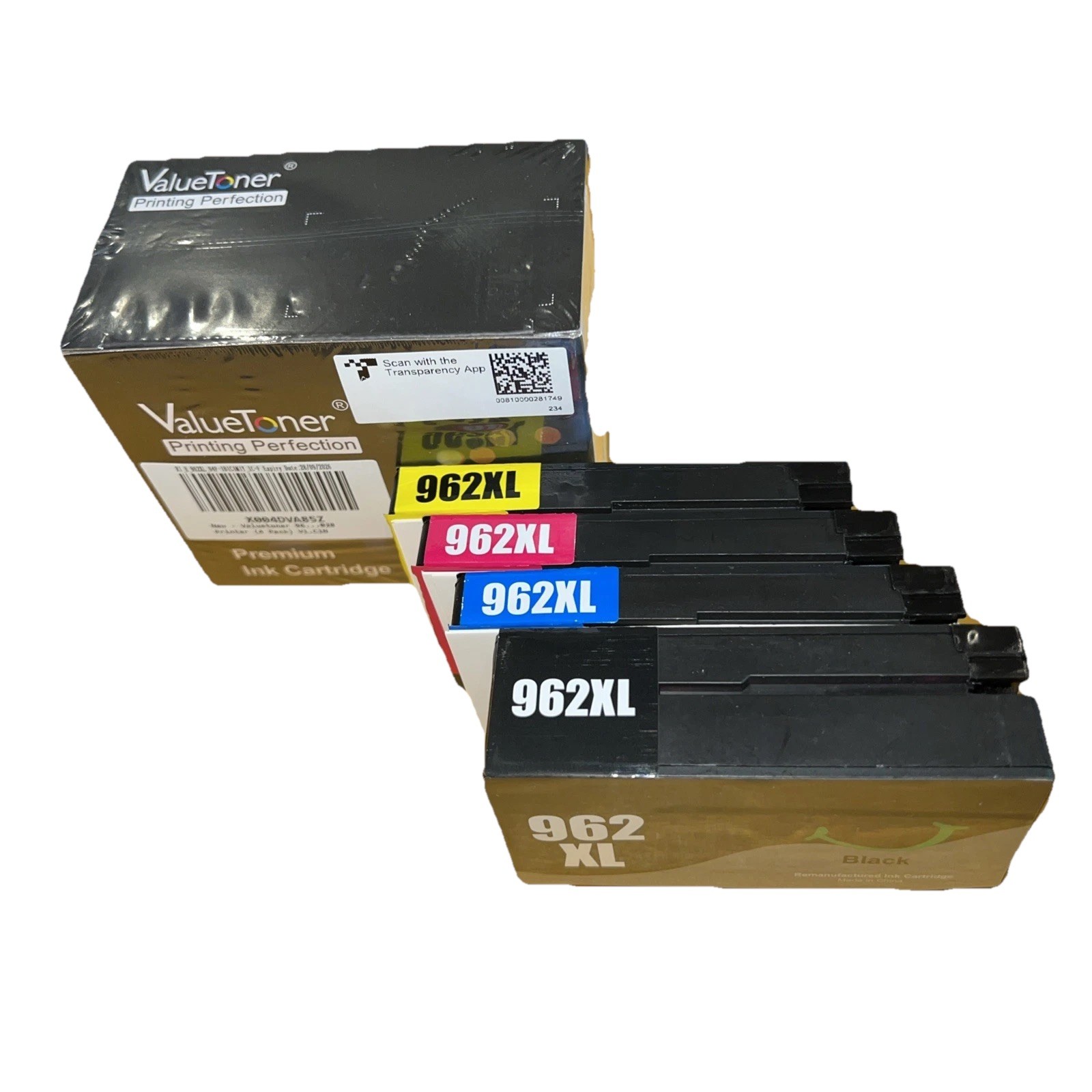 962XL Ink Cartridge Replacement (4 Pack) for HP OfficeJet Pro 9010 9012 9015