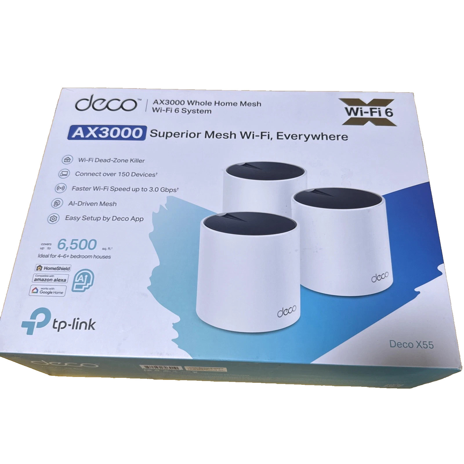 TP-Link Deco X55 AX3000 Whole Home Mesh Wi-Fi 6 Router System (3-Pack) White