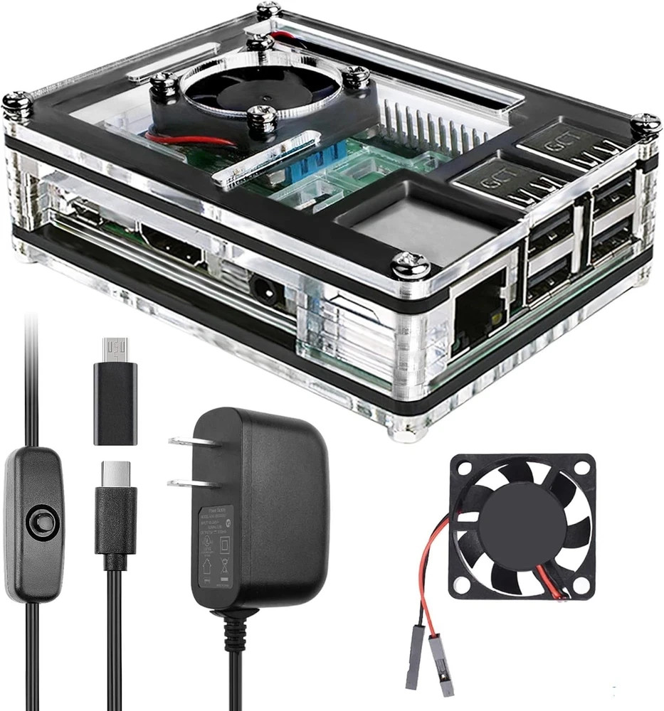 Raspberry Pi 3 B+ Case with Fan Cooling Pi 3B Case with 3 Pcs Heat-Sinks 5V