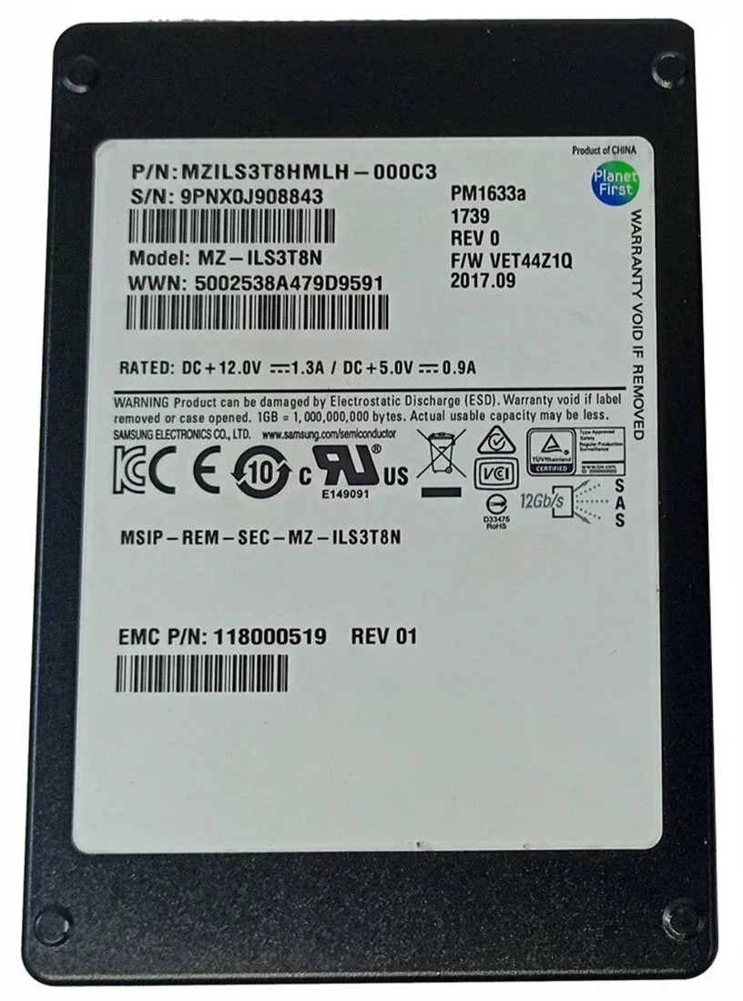 MZ-ILS3T8N Generic Samsung PM1633a 3.84TB SAS 12Gb/s 2.5'' ENT SSD