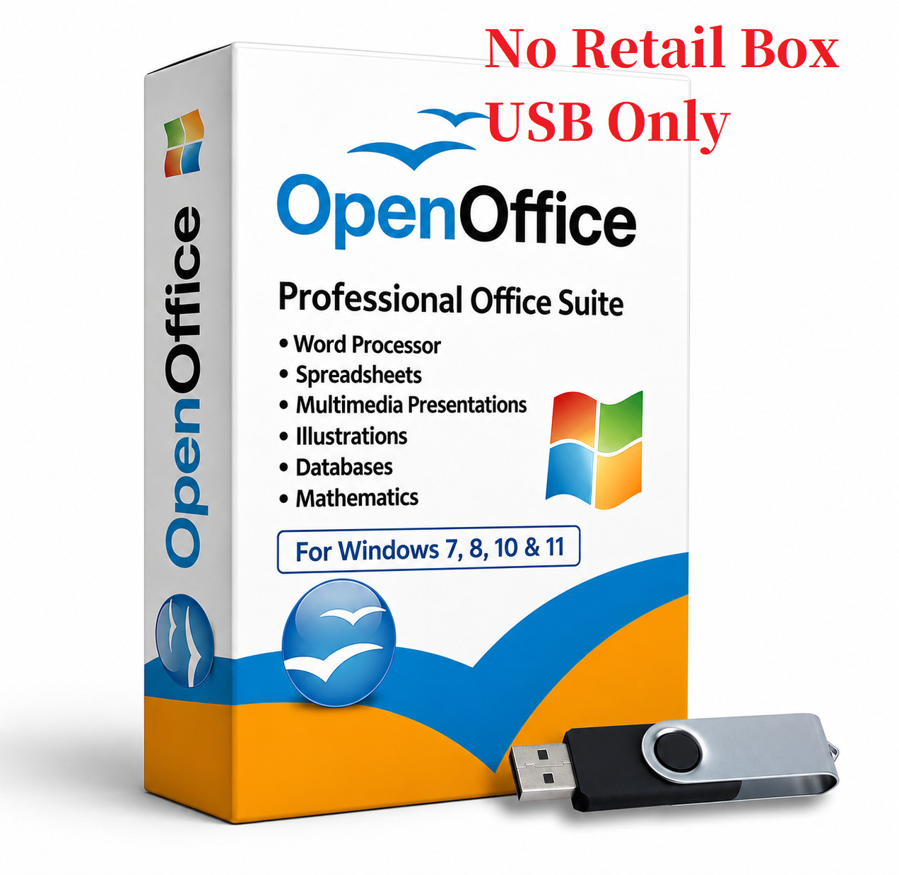 Open Office Home and Student 2026 for Windows, Full 6-in-1 Office Suite on USB