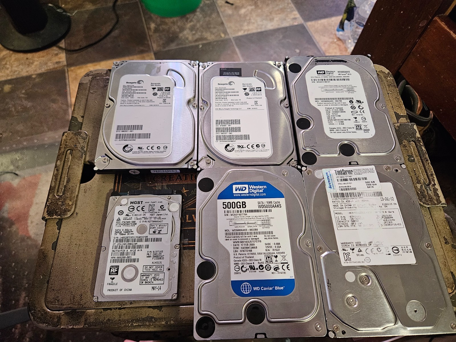 6x 500gb HDDs, Tested & working, Data cleaned 