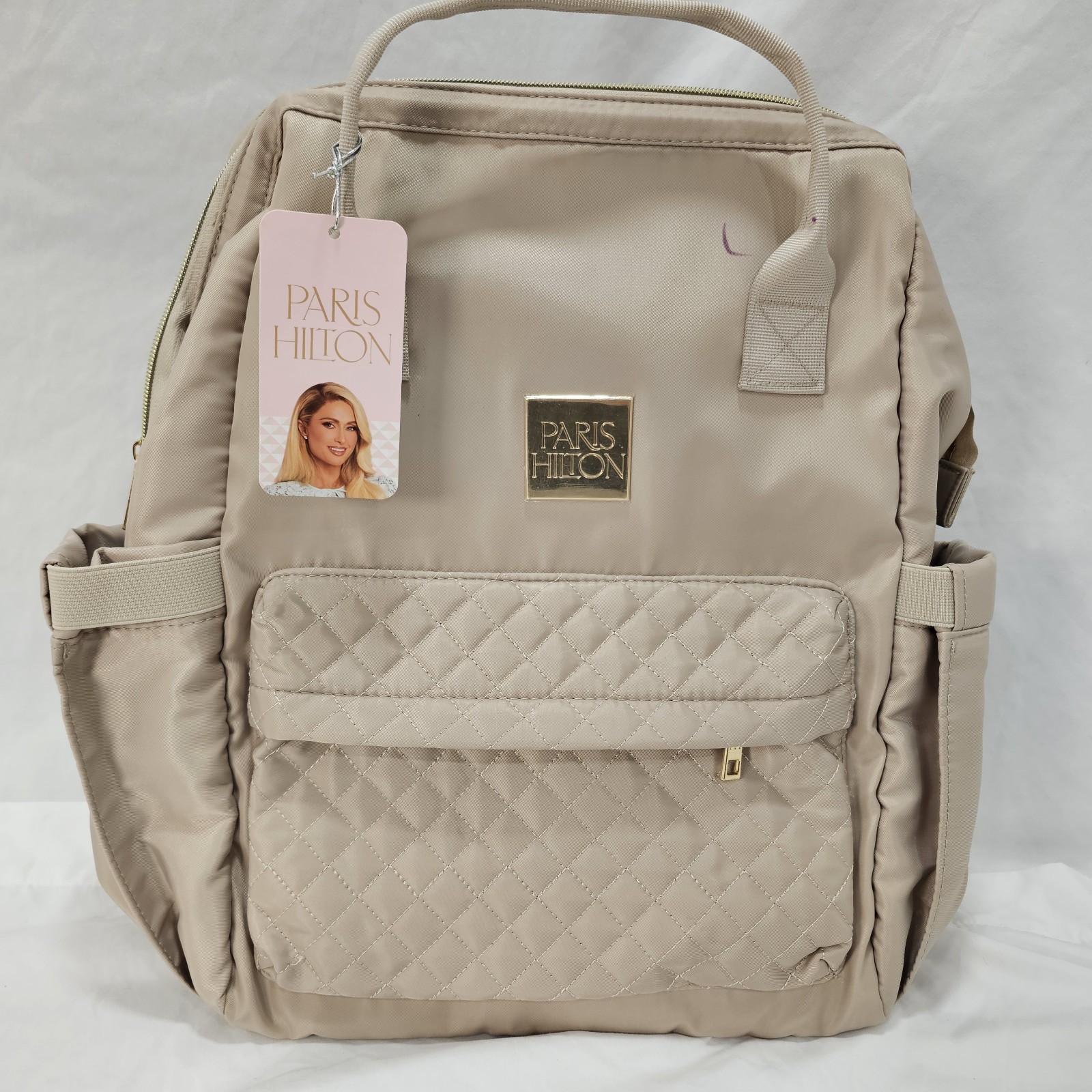 Paris Hilton Travel Laptop Backpack NWT Cream Beige Quilted 14" Laptop Carry On