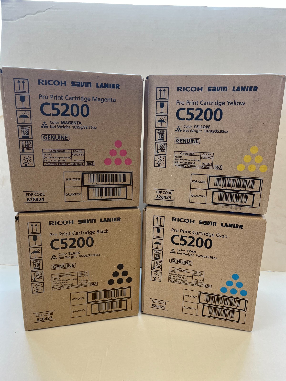 NIB Genuine Ricoh Pro C5200S Toner Cartridges Set of 4 Cyan Magenta Yellow Black