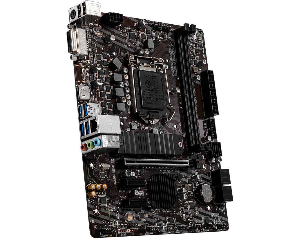 MSI B460M BOMBER Motherboard Intel B460 2×DDR4 Micro ATX LGA1200 1×M.2 DVI HDMI
